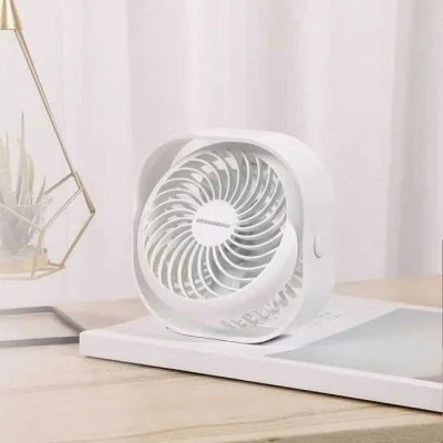 Rockrose Frozen II 3-Speed Ultra-Portable Rechargeable Desktop Mini Fan with 360&deg; Tilting Head &ndash; White